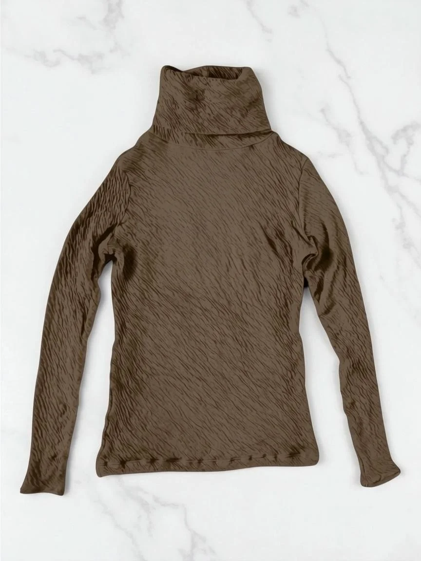 Hi-Soft Double Face, LS Turtle Top, #822-808, CHOCOLATE