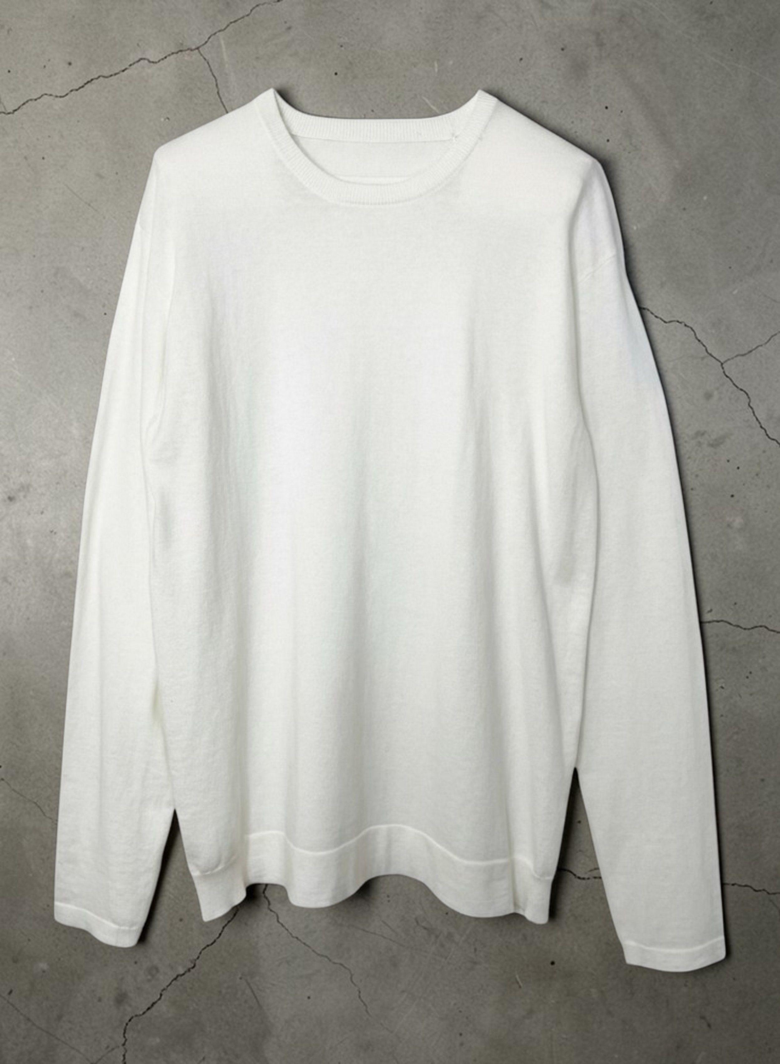 *UNISEX* Cotton/Cashmere FINE JZ.KNIT, 95% Cotton  5% Cashmere,   9511054, L/S Setin-Raglan CREW T-SHIRTS, WHITE