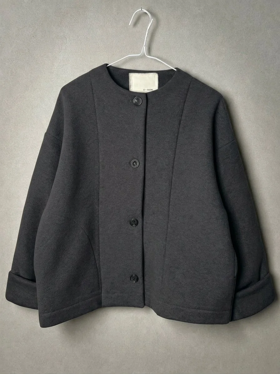 Cotton Tencel BRUSHED Fleece,85% COTTON / 15% LYOCEL, JACKET, #862-945, DARK CHARCOAL