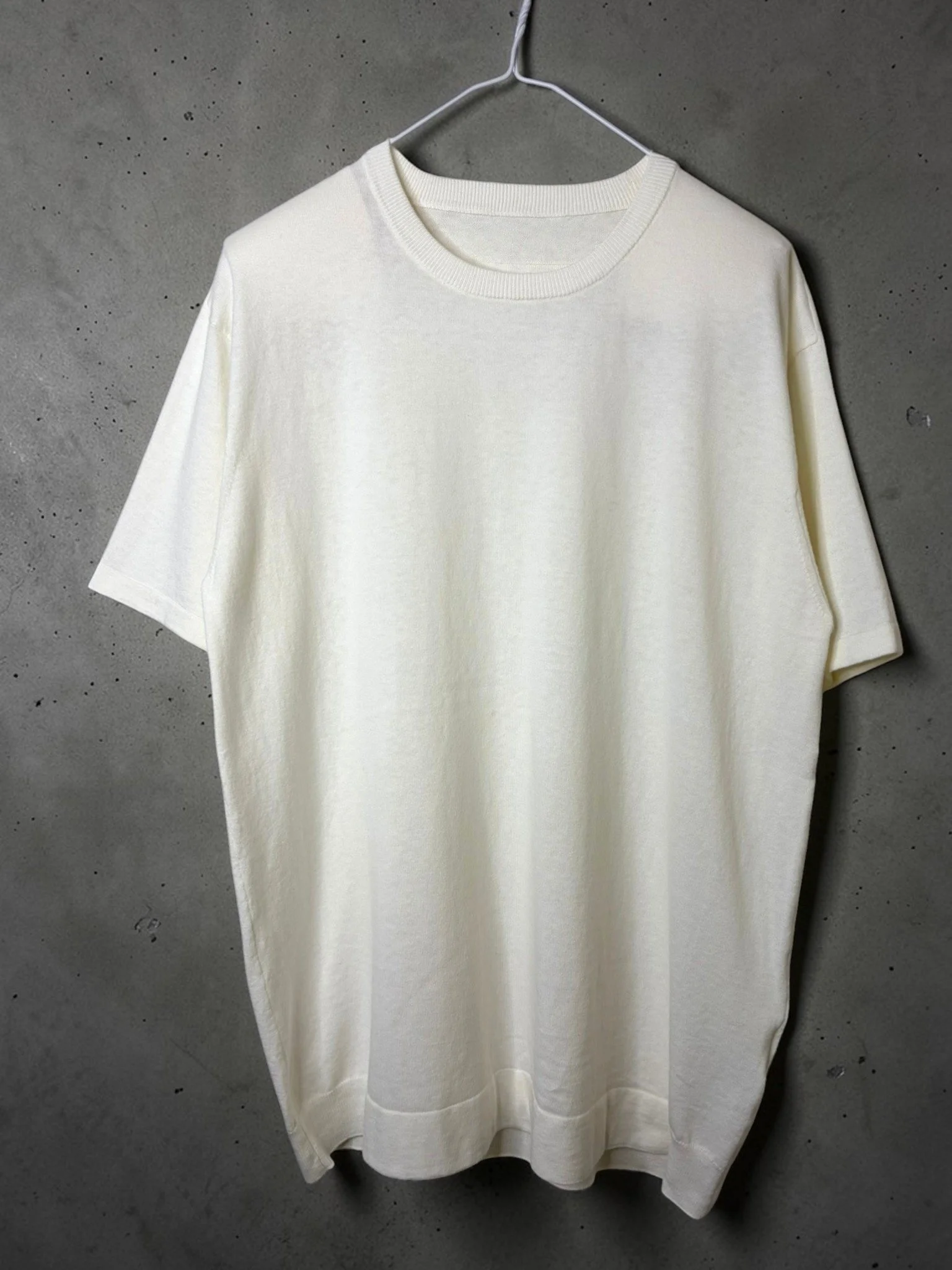*UNISEX* Cotton/Cashmere FINE JZ.KNIT, 95% Cotton  5% Cashmere,  9511053, S/S Setin-Raglan CREW T-SHIRTS, WHITE