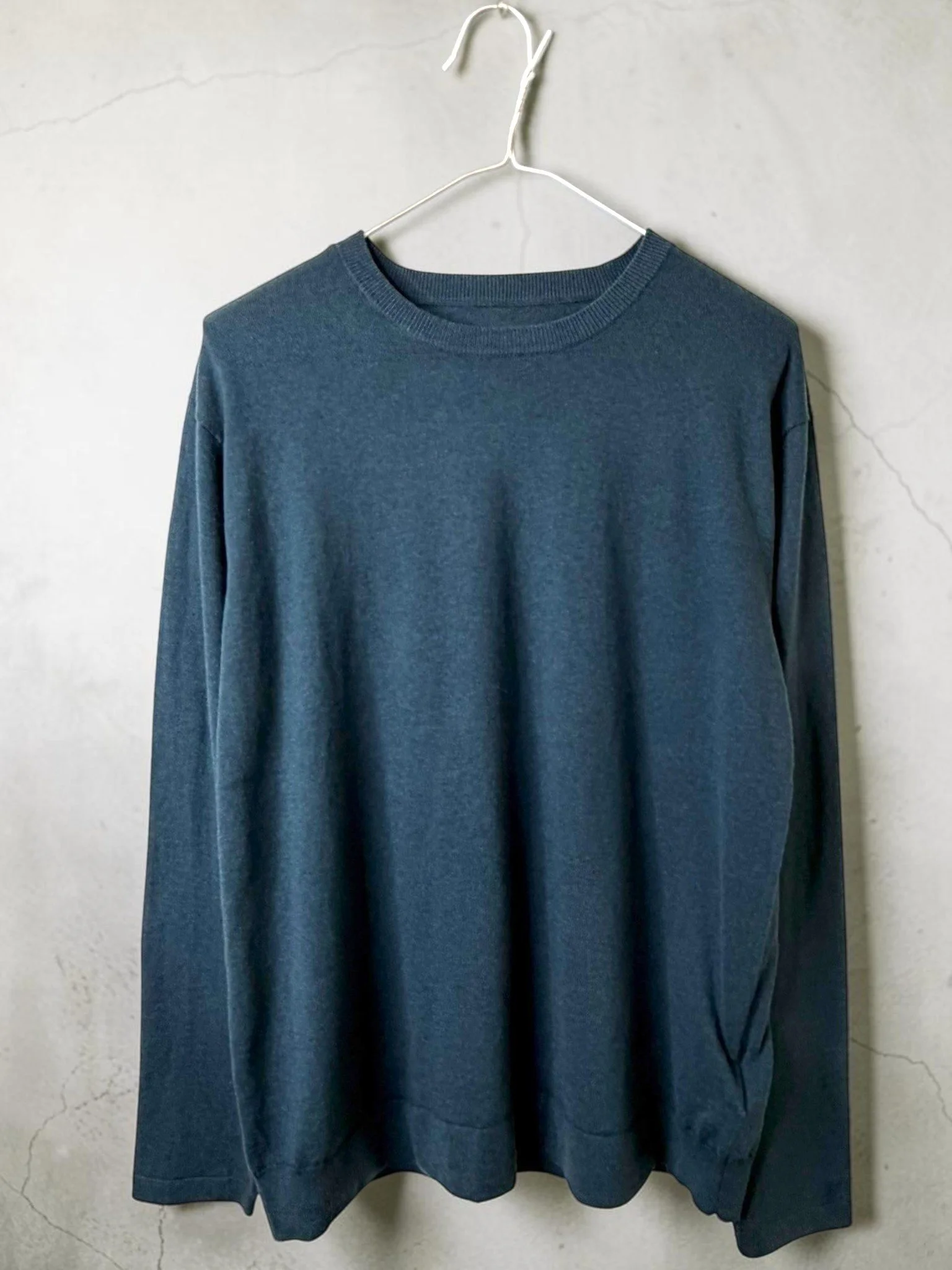 *UNISEX* Cotton/Cashmere FINE JZ.KNIT, 95% Cotton  5% Cashmere,   9511054, L/S Setin-Raglan CREW T-SHIRTS, BLUE SPRUCE