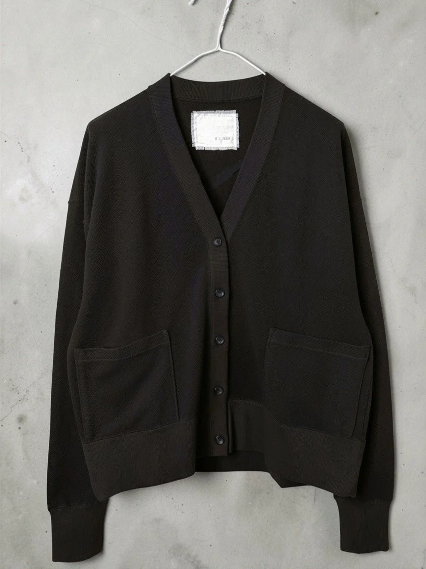 BIAS FLEECE, CARDIGAN,  861-931, COTTON100% , BLACK
