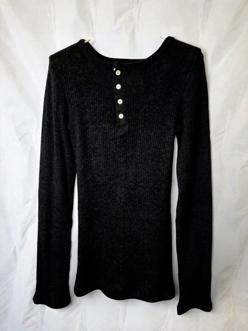 Gauze RIB, LS BOAT HENRY, #862-941,  100% COTTON, BLACK