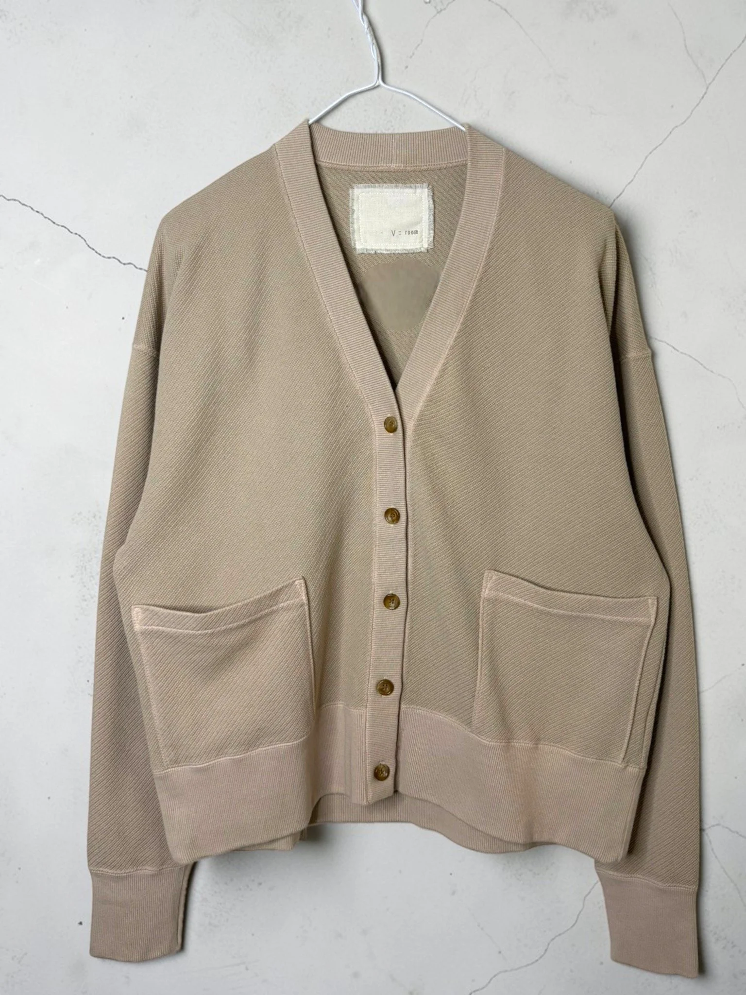 BIAS FLEECE, CARDIGAN,  861-931, COTTON100% , SAND KHAKI