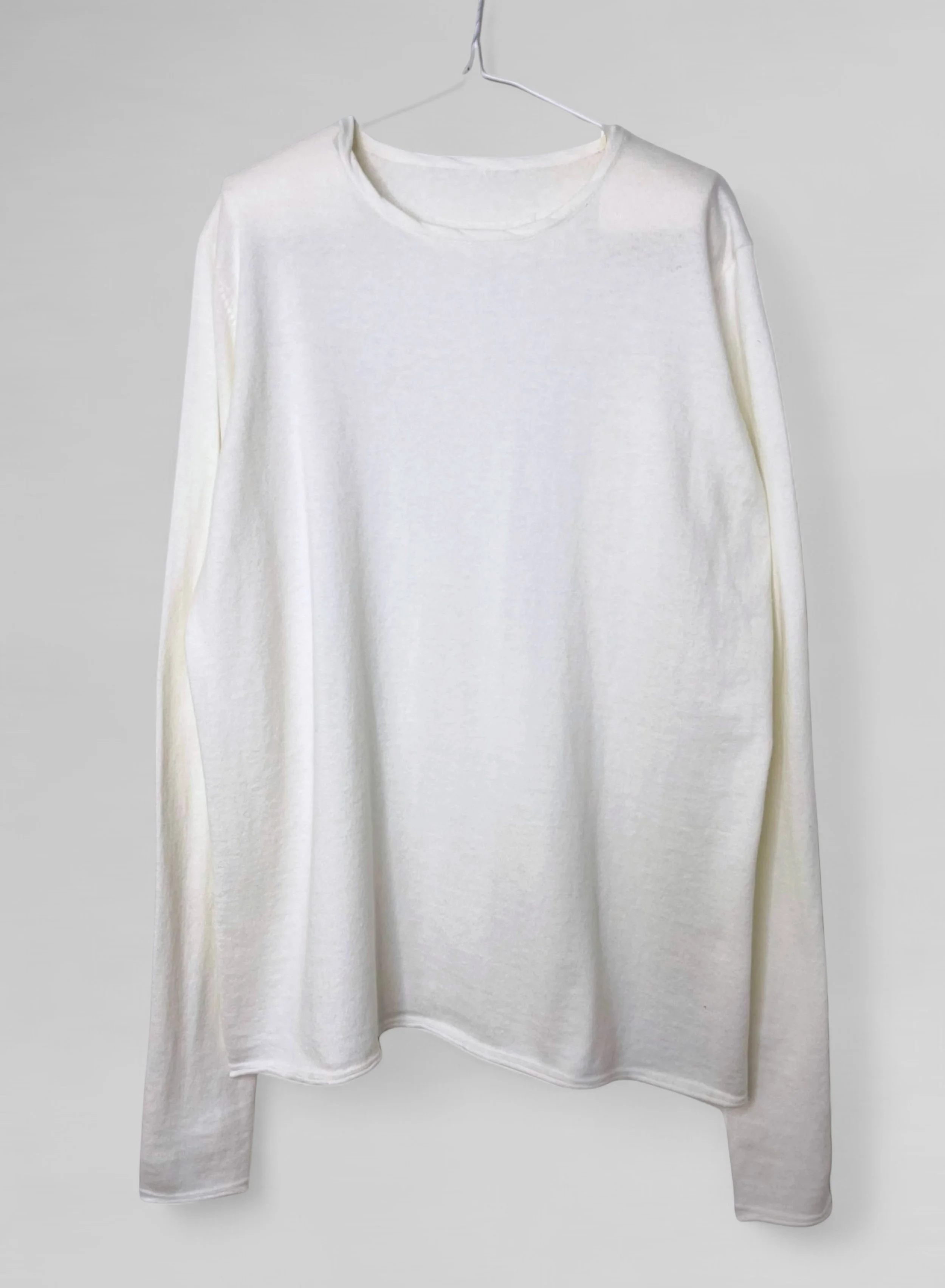 Cotton/Cashmere FINE JZ.KNIT, 95% Cotton 5% Cashmere, L/S CREW, 9511052, WHITE