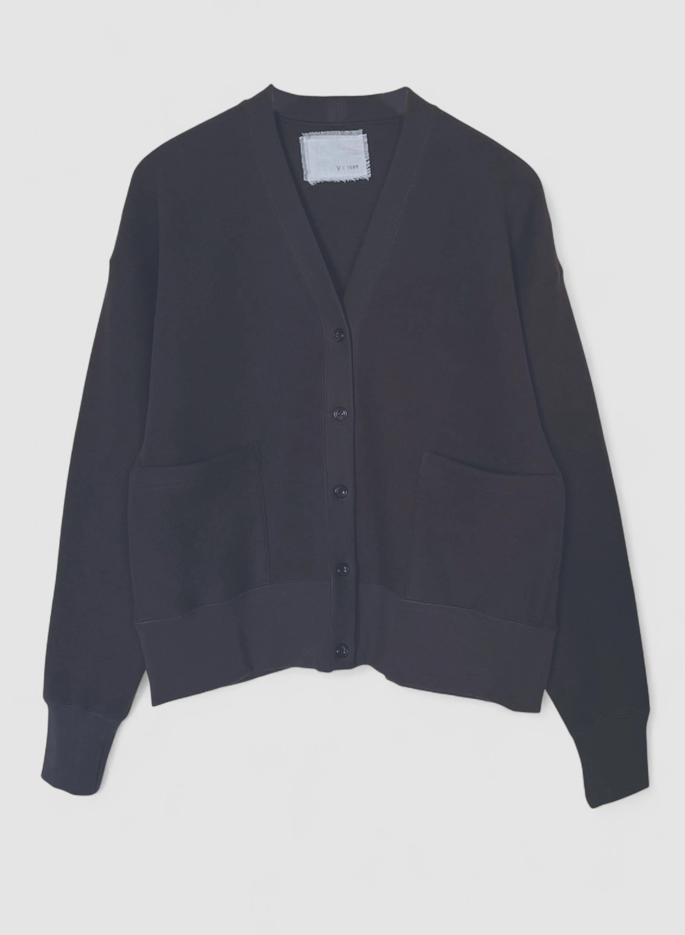 Cotton Tencel Brushed Fleece, LS Cardigan, #822-806, ONE SIZE , BLACK