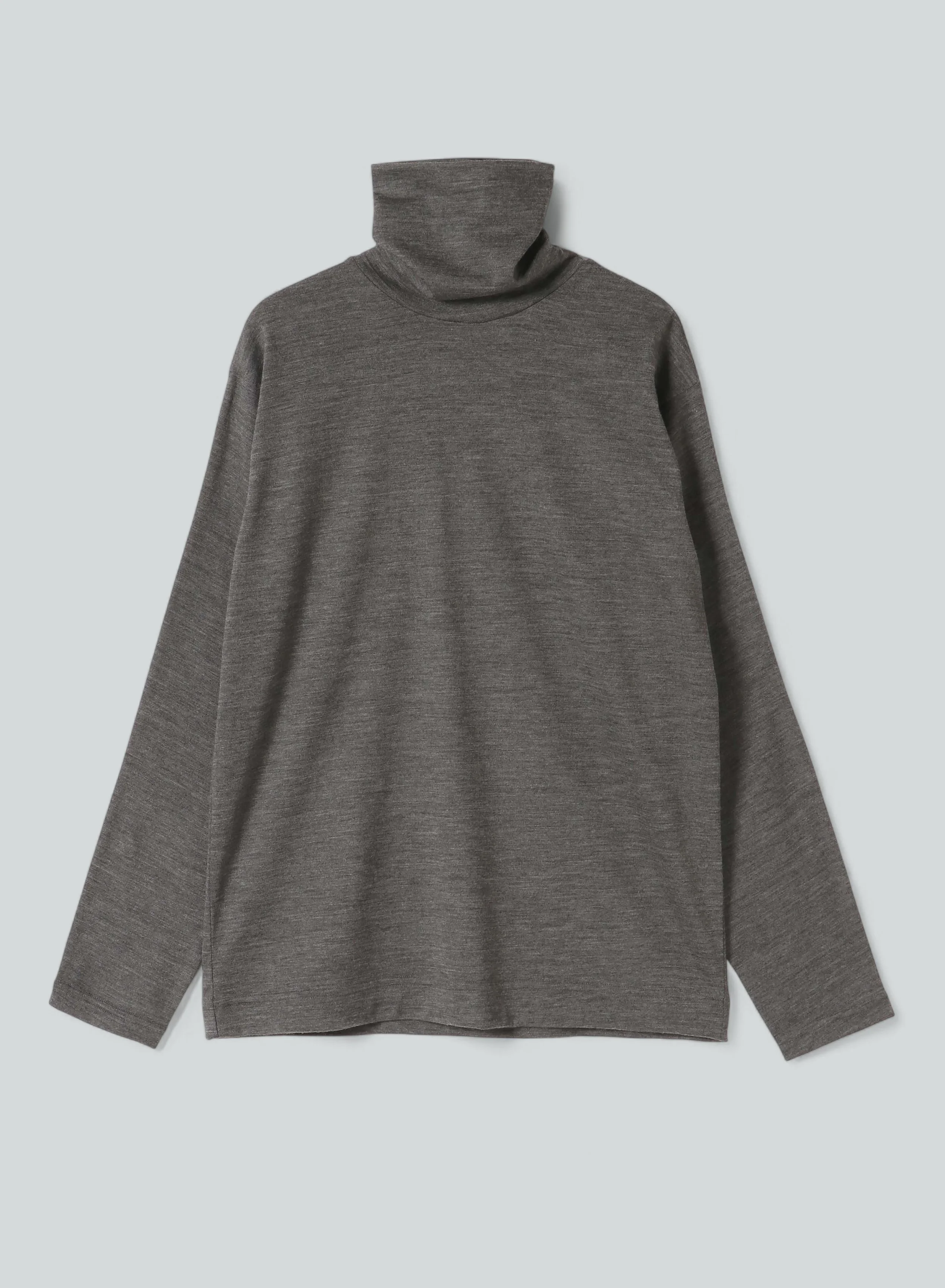 Washable Wool Jersey, Set In-Raglan Combo LS Turtle Top, #1120005, HT Charcoal