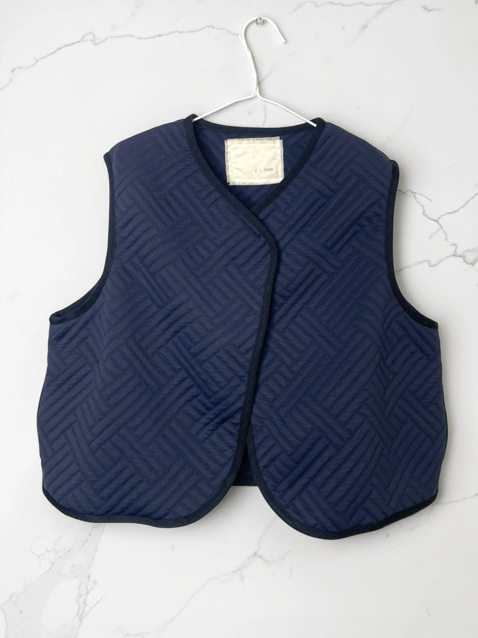 GIOMETRIC QUIT, VEST, 352782, POLYESTER 100%,  NAVY