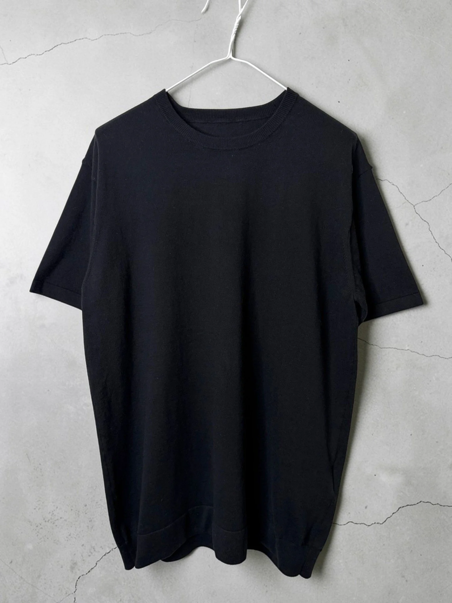 *UNISEX* Cotton/Cashmere FINE JZ.KNIT, 95% Cotton  5% Cashmere,  9511053, S/S Setin-Raglan CREW T-SHIRTS, BLACK