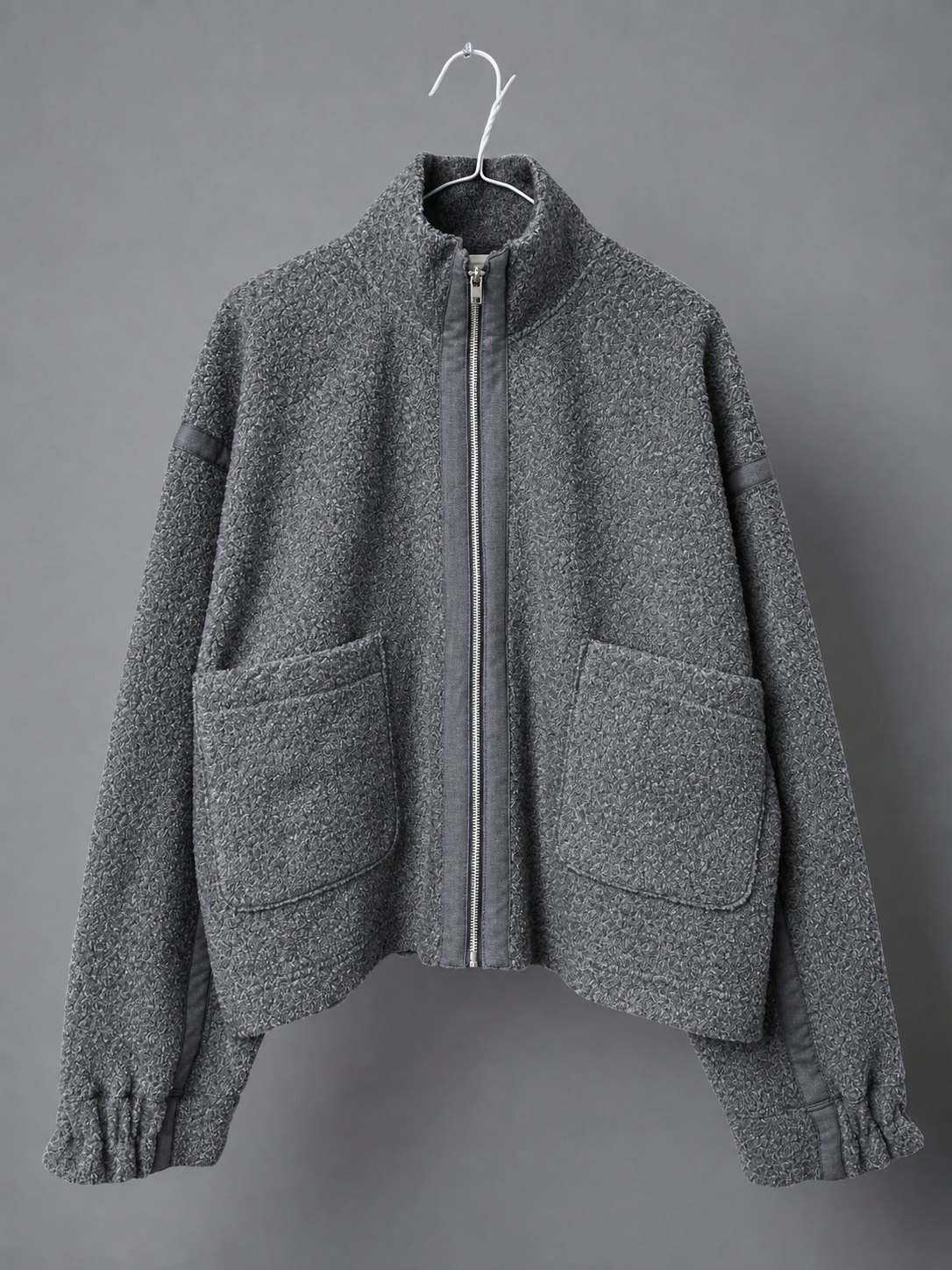 WOOL BOA FLEECE, WOOL 56% POLYESTER 27% NYLON 15% OTHER2%, JACKET, #852-910, CHARCOAL