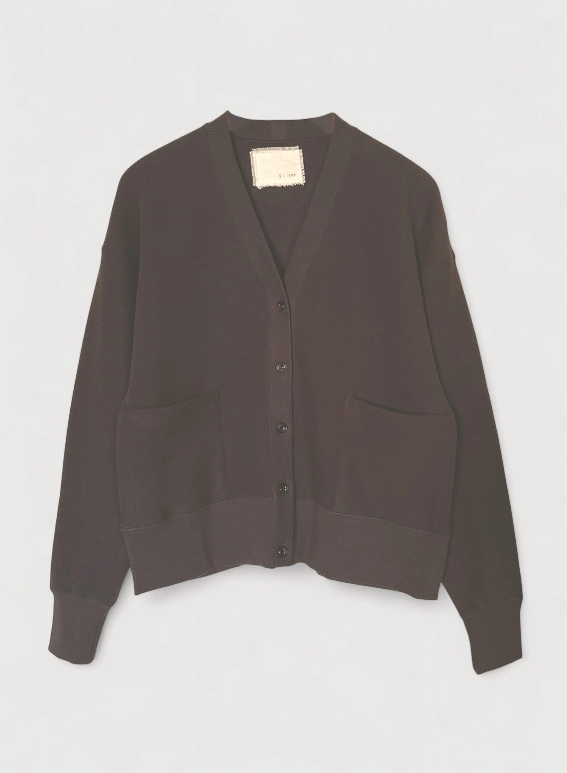 Cotton Tencel Brushed Fleece, LS Cardigan, #822-806, DK CHARCOAL, ONE SIZE