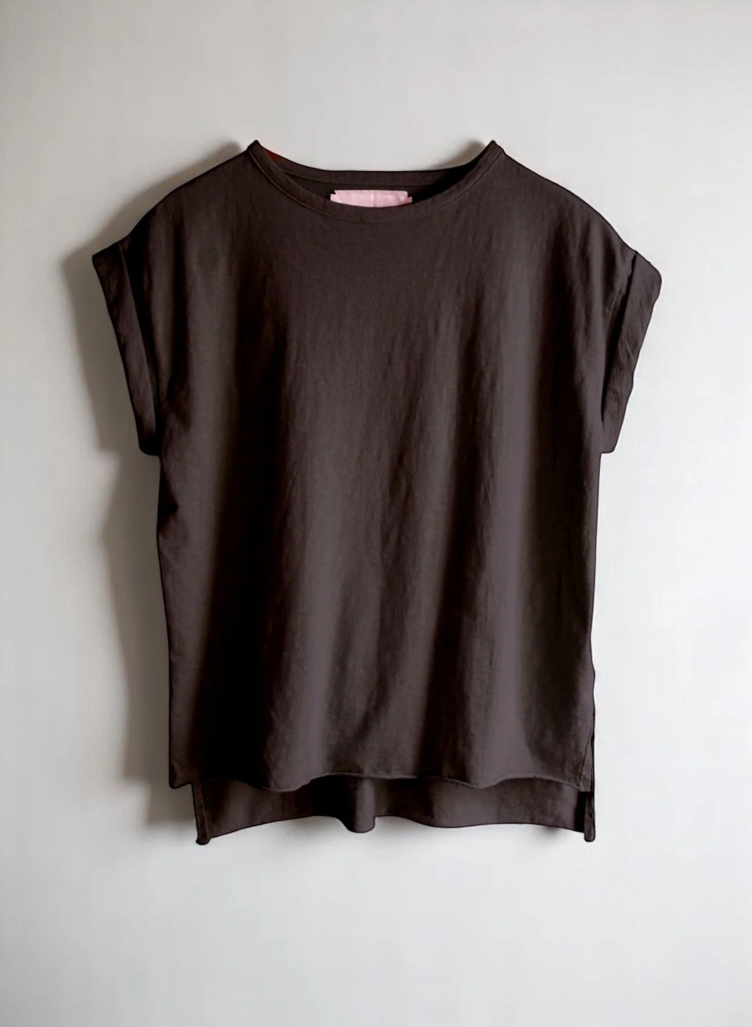 Reverse Cotton 32Gage Jersey,  #821-795, Folded Sleeve Tanktop, BLAC K