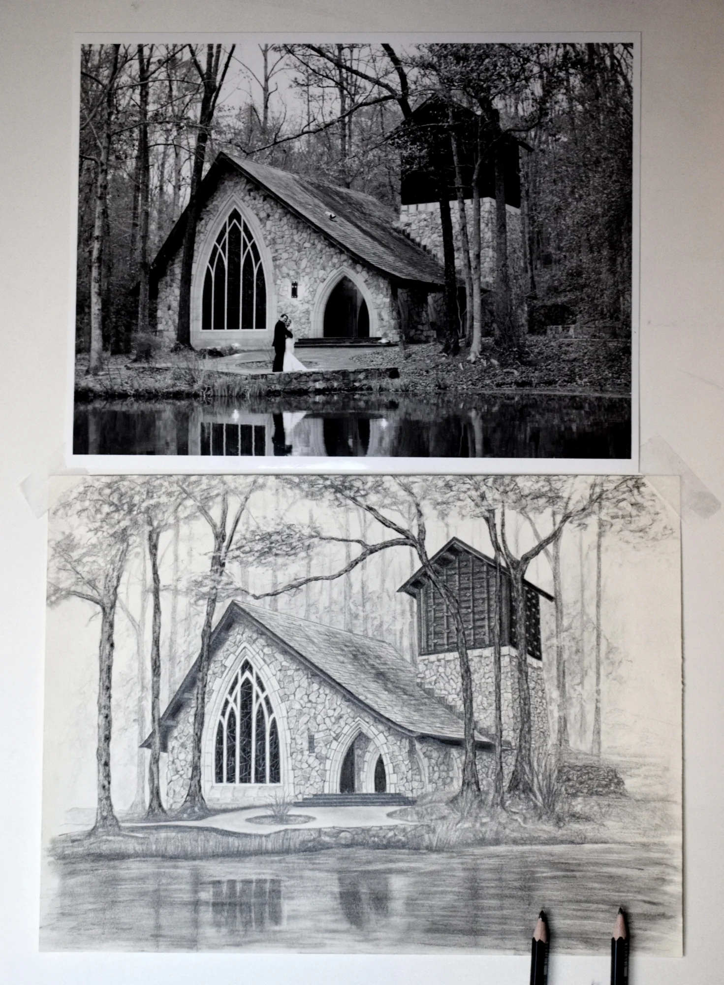 Pencil Portrait Favorite Places Sample 1