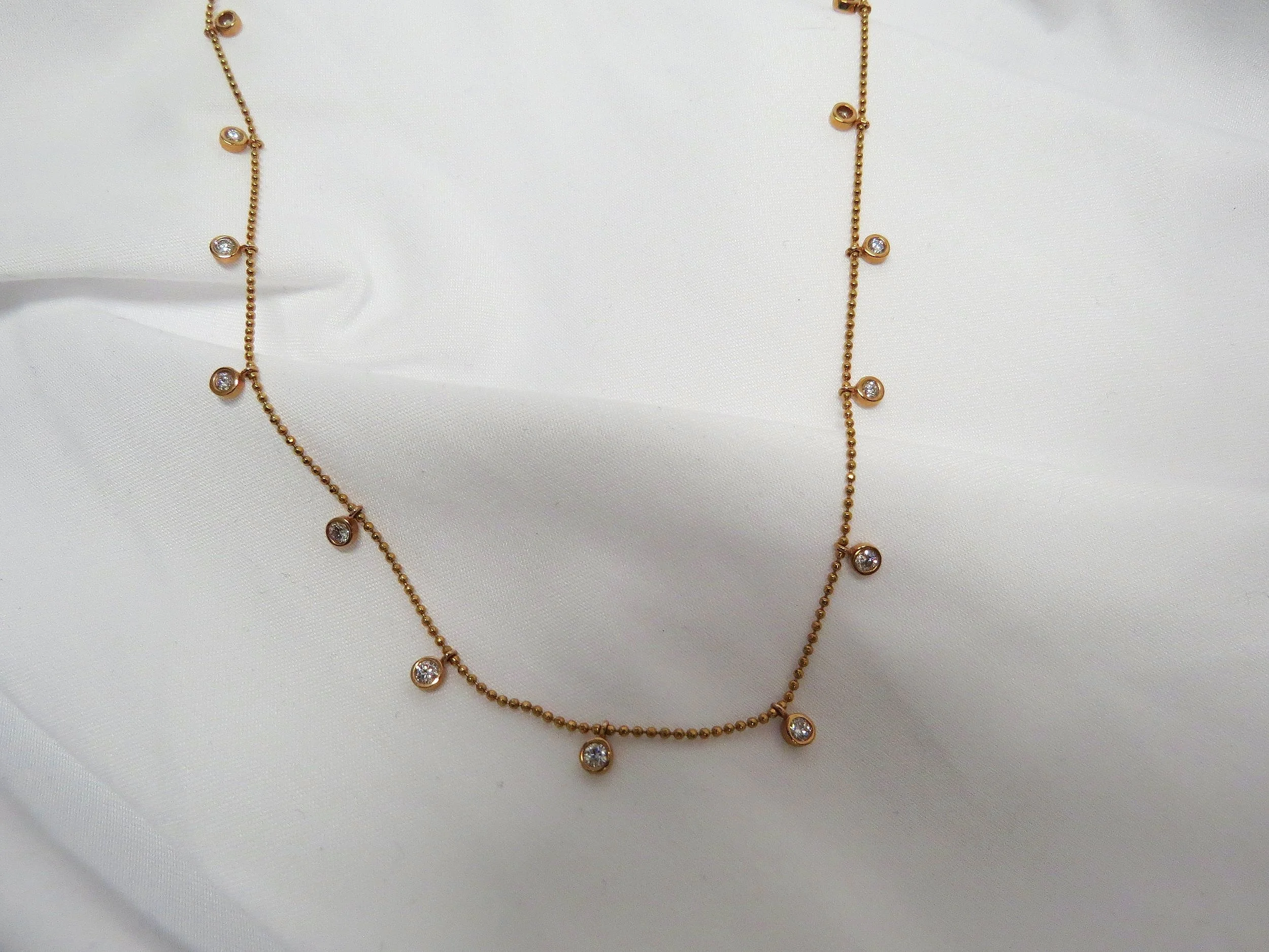 Rose gold diamond station necklace 