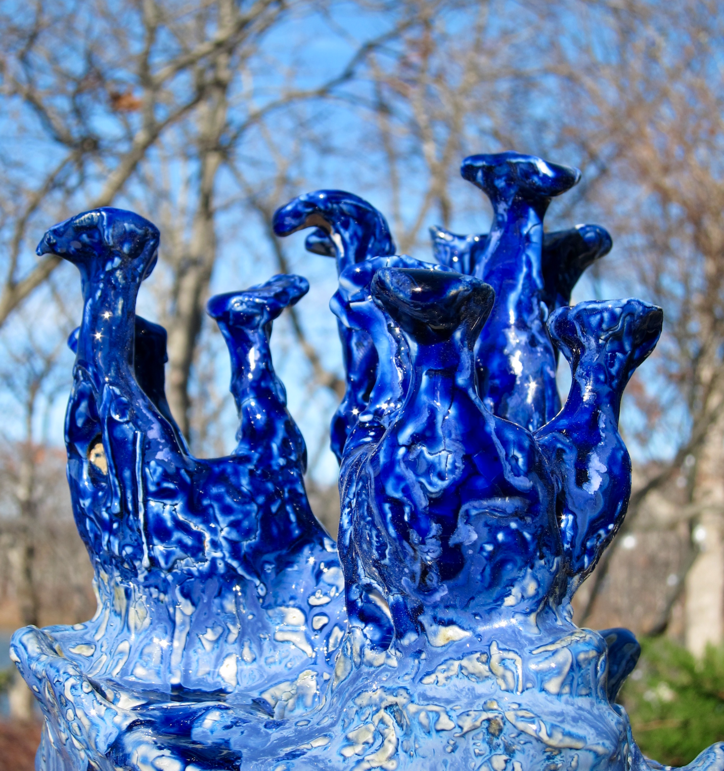 abstract contemporary ceramic art cobalt blue