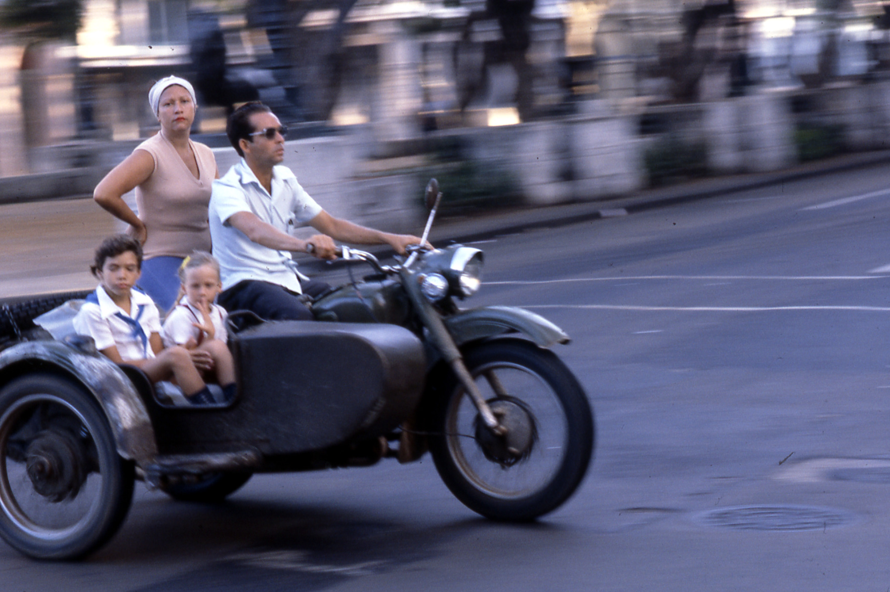 Cuban family on motorcycle