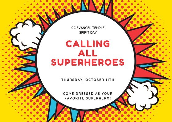 Join us in celebrating our CC Community this Thursday for SUPERHERO SPIRIT DAY! 
Prizes for the top 3 costumes.
