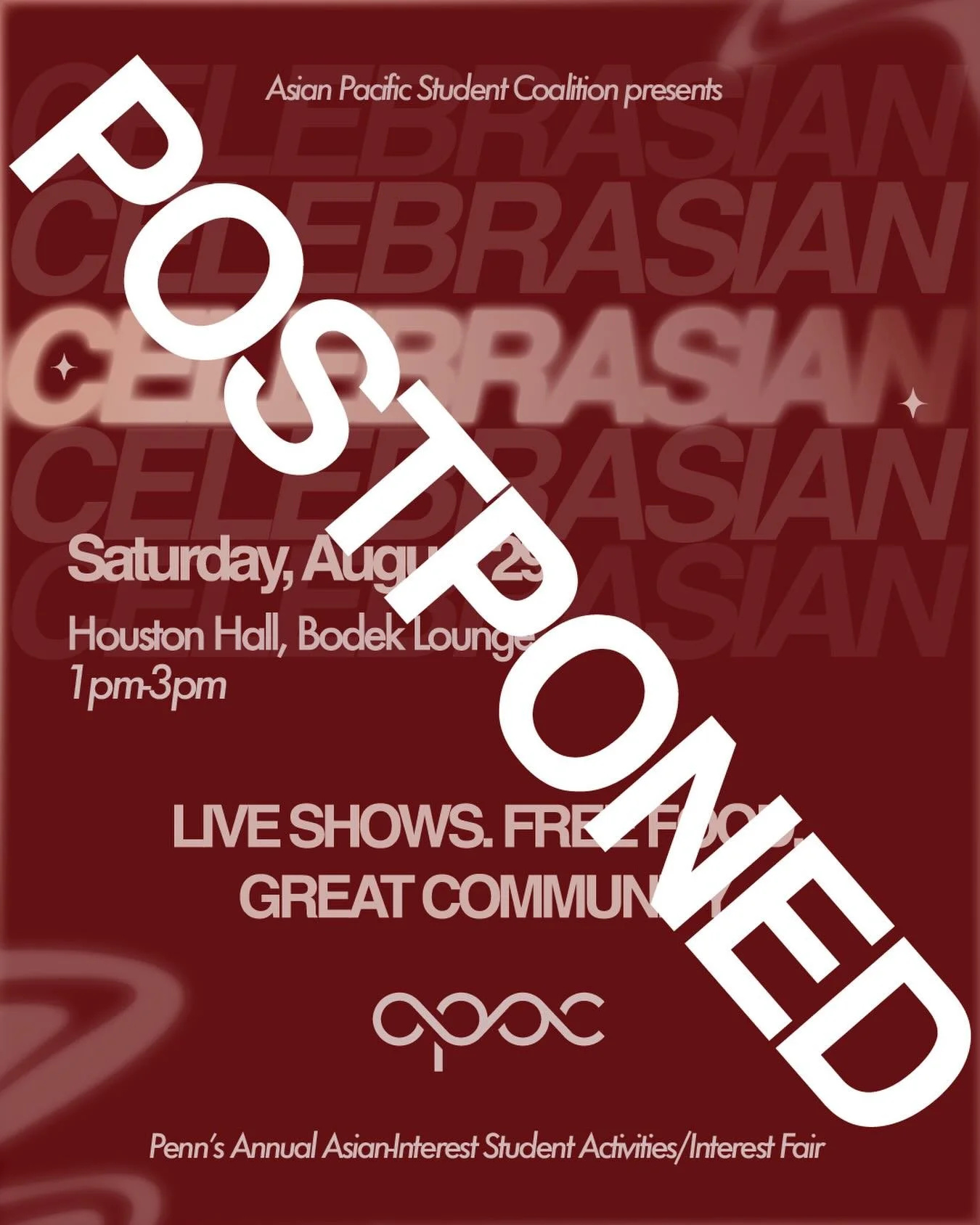 **NOW CANCELLED* Due to budgetary constraints, we unfortunately have decided to cancel our annual CelebrAsian festival. We appreciate all of your patience and understanding as we work to bring the best of Penn&rsquo;s API community.