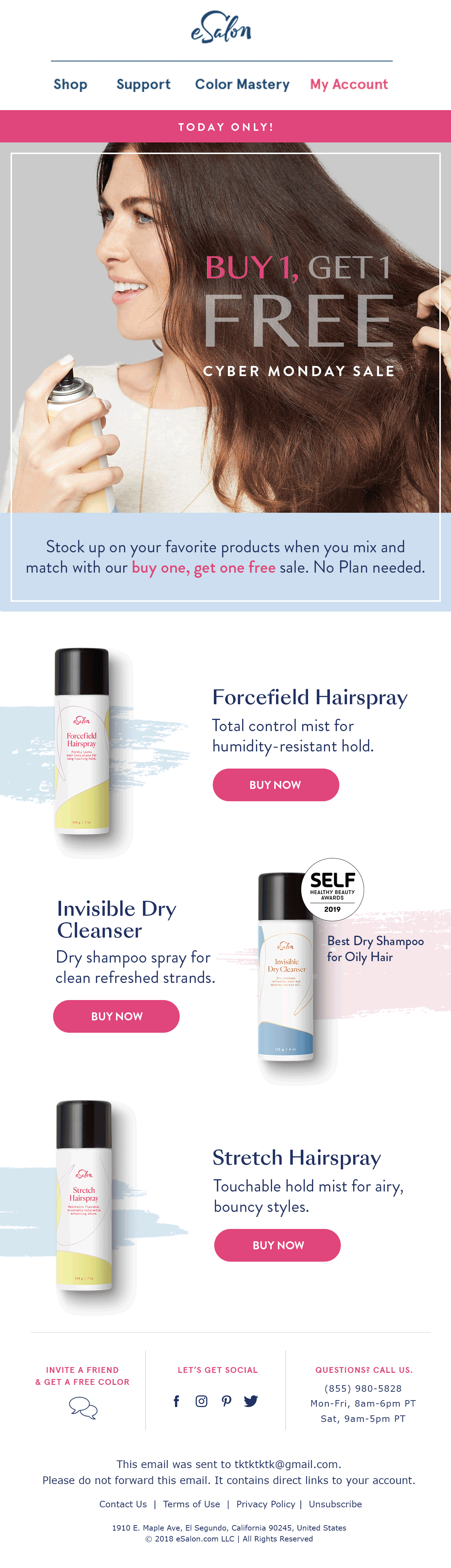 eSalon Thanksgiving Aerosols Promo Email