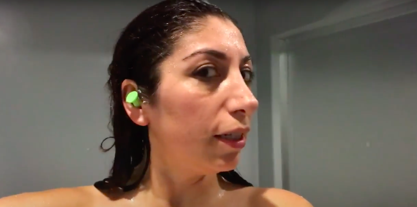 Showered, ear plugs in and ready to go. 