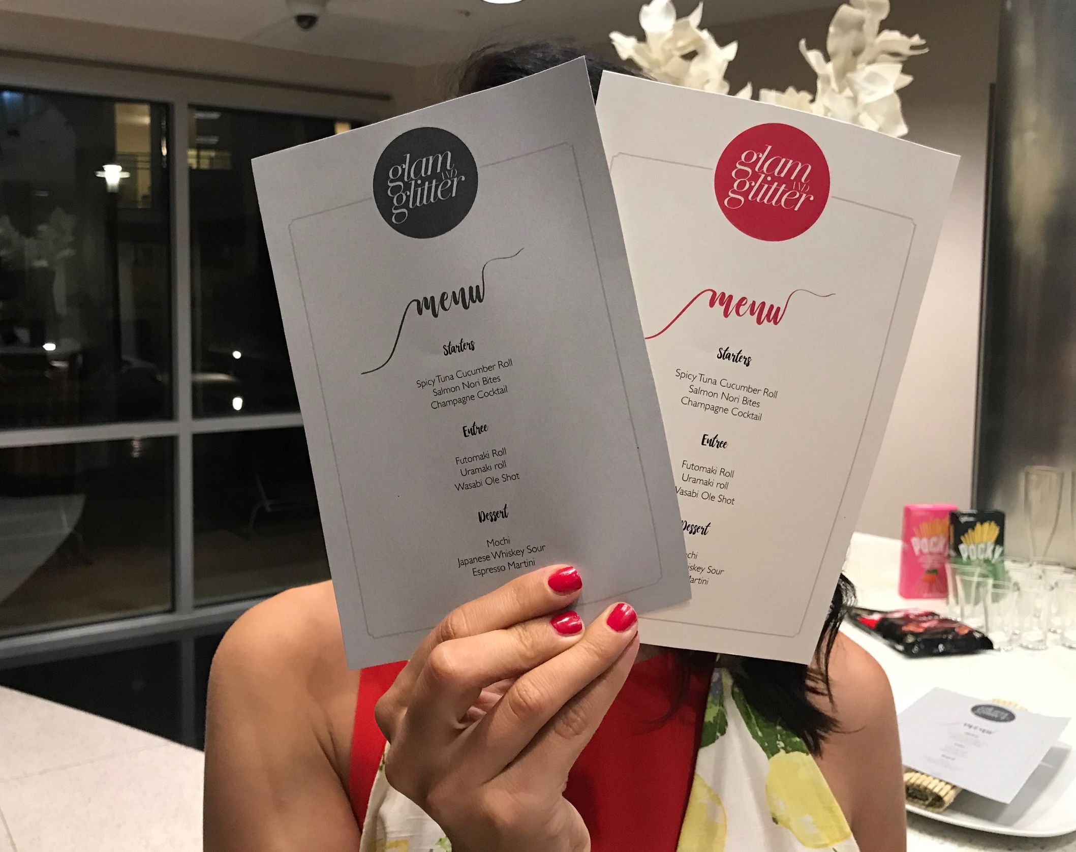 Our menu for the evening