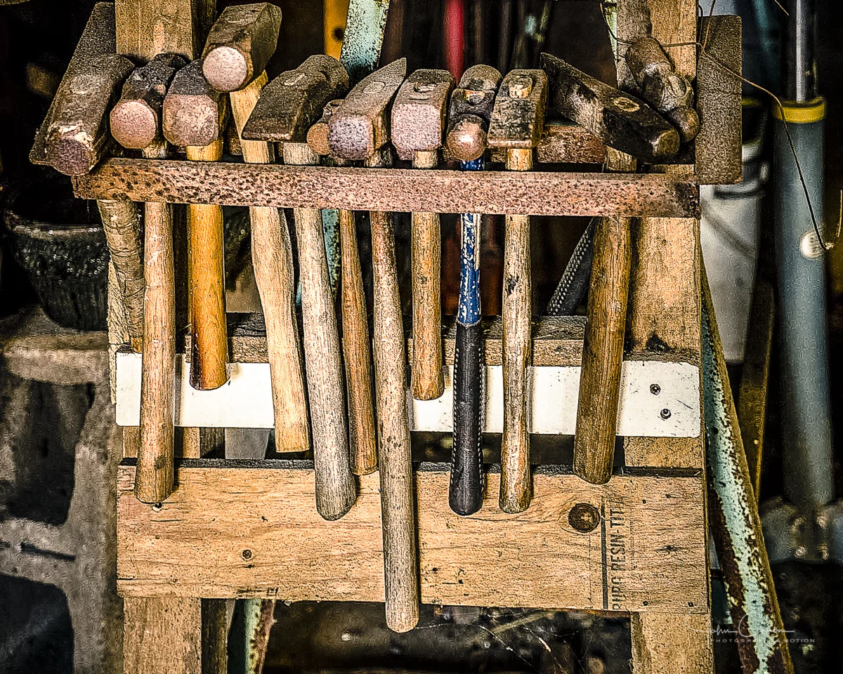 Blacksmith tools in Erin Aylor workshop