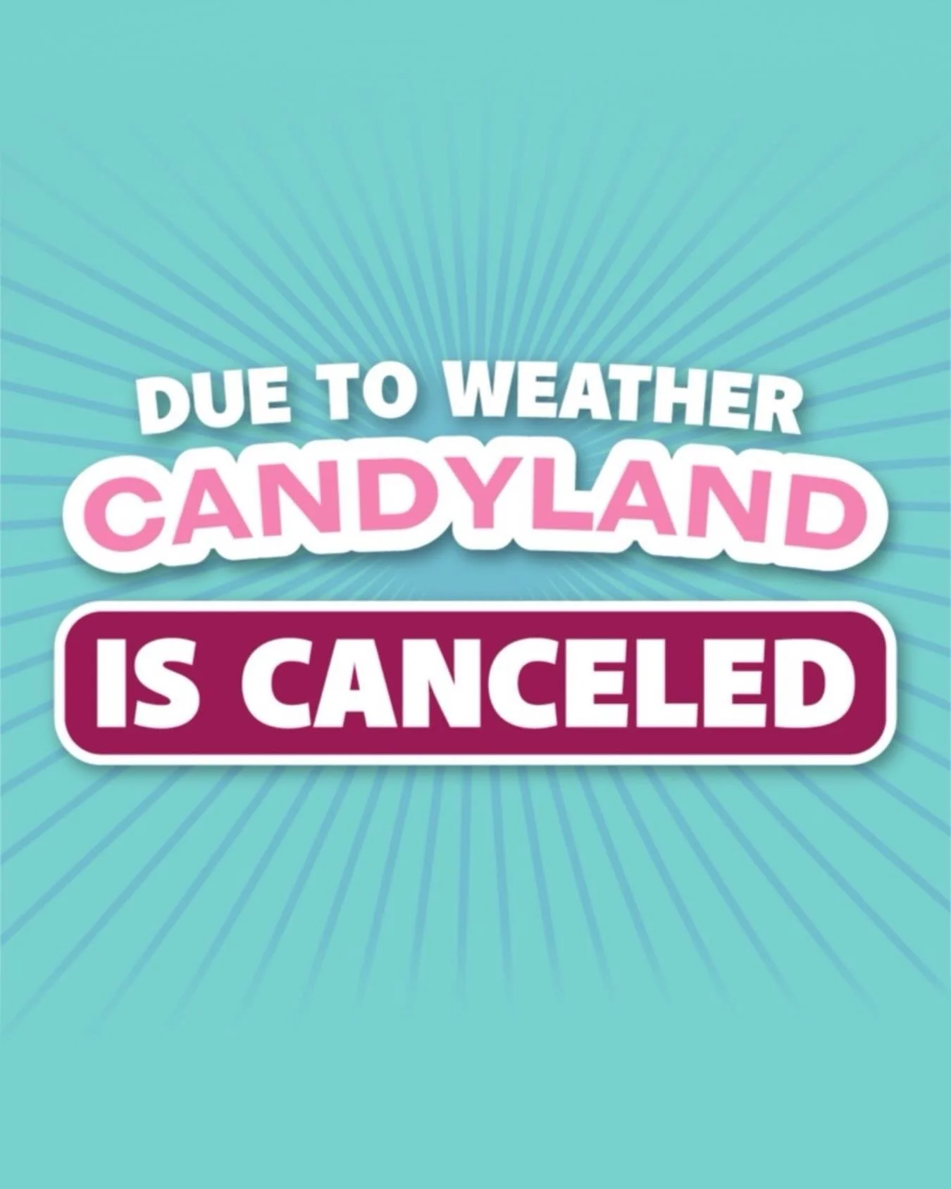 With rain in the forecast, we have decided to cancel Candyland on Saturday, October 31, to protect the decorations and game booths that so many have worked hard to create.

A heartfelt thank-you to everyone who agreed to volunteer, helped with prepar