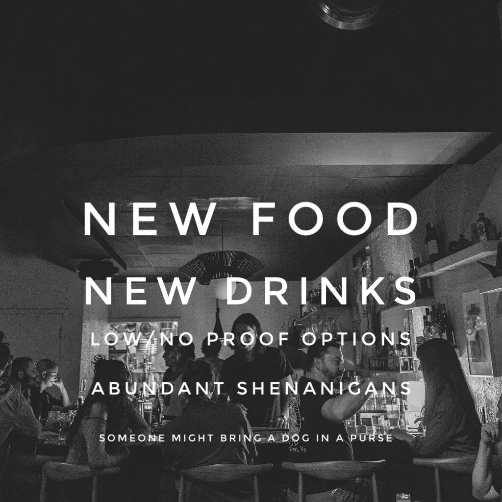 Here's what you can expect tomorrow! 5:30-12, check it out. 
.
#newfood #newdrinks ##cocktails #modelcitizen #norfolk #ghent #visitnorfolk #drinks #snacks