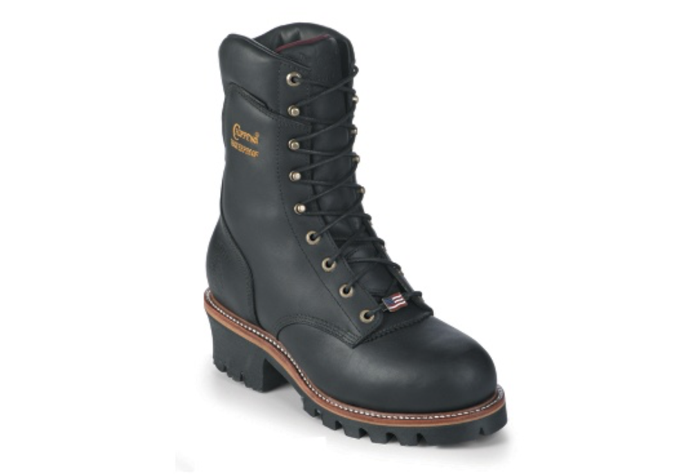 chippewa black logger boots