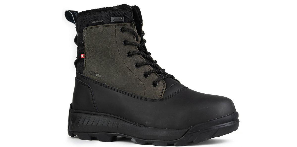 NexGrip Victor Black Waterproof Mens Snow Boot with Retractable Ice Cleats NEXX