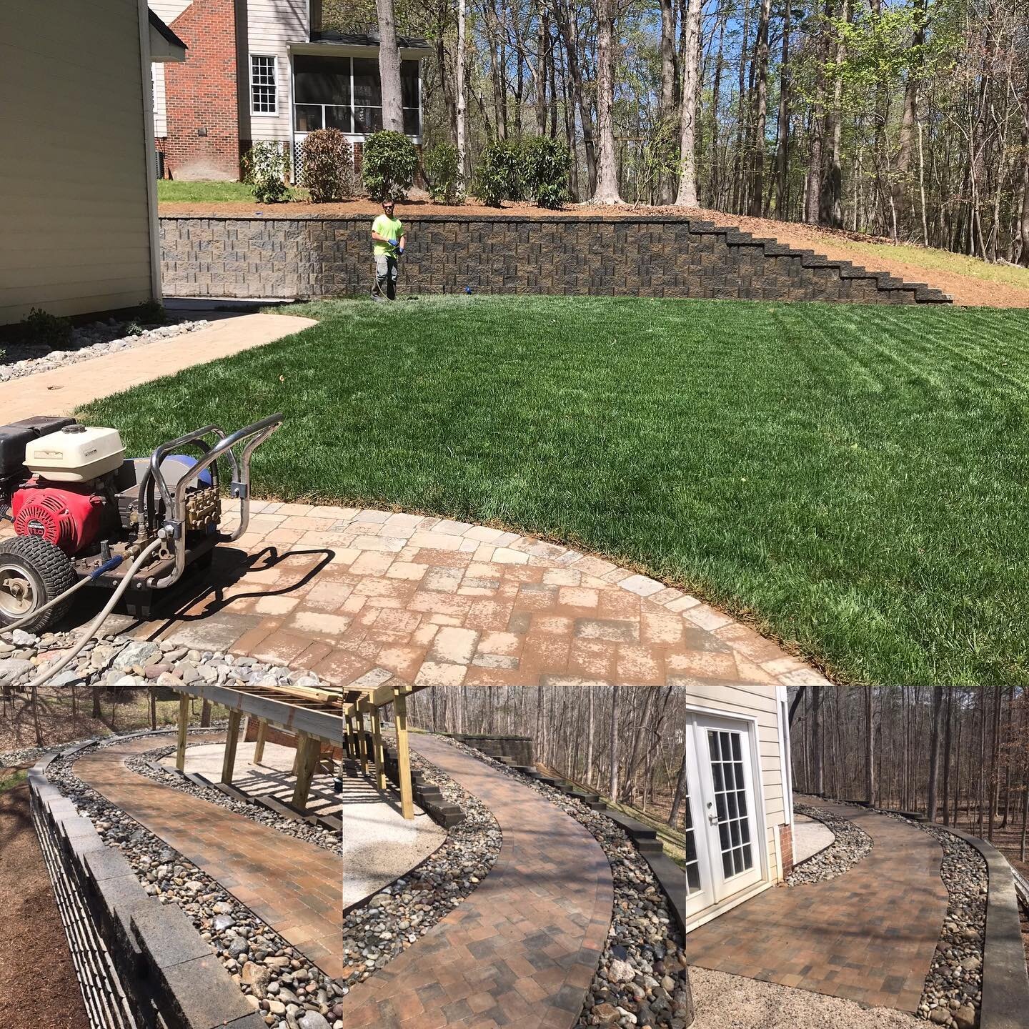 Putting the finishing touches on this recent landscape renovation project in the Stone creek subdivision in Raleigh. This project included new retaining walls, paver sidewalks, drainage , stormwater control and irrigation in new sod lawn areas. If yo