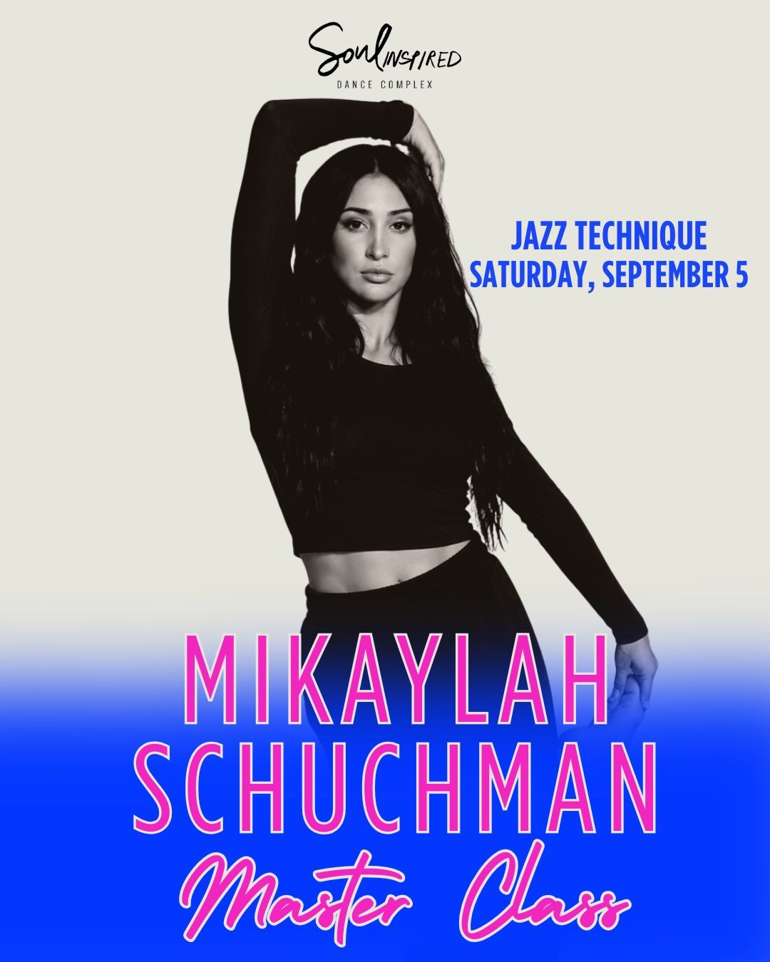 𝐌𝐀𝐒𝐓𝐄𝐑 𝐂𝐋𝐀𝐒𝐒: 𝐌𝐈𝐊𝐀𝐘𝐋𝐀𝐇 𝐒𝐇𝐔𝐂𝐇𝐌𝐀𝐍 💖
@mikaylahschuchman 

We can&rsquo;t wait to have Mikaylah in town to work with our SOUL kids on some FIERCE JAZZ! ✨🔥🧯

Class is open to the public as space allowed. DM or email to save y