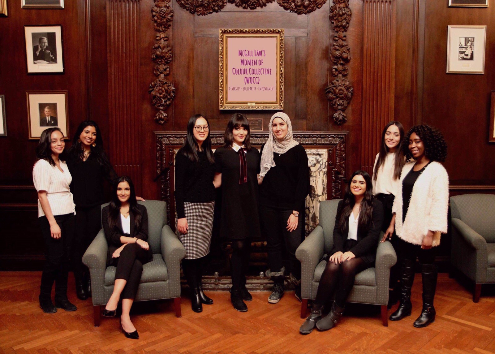 Left to Right: Prudence Etkin, Bianca Braganza, Sabrina Kholam, ZiChen Gao, Dorna Zaboli, Raghad Al-Lawati, Catalina Karam, Fetfet Elsherif, Jemmy Erhiaganoma