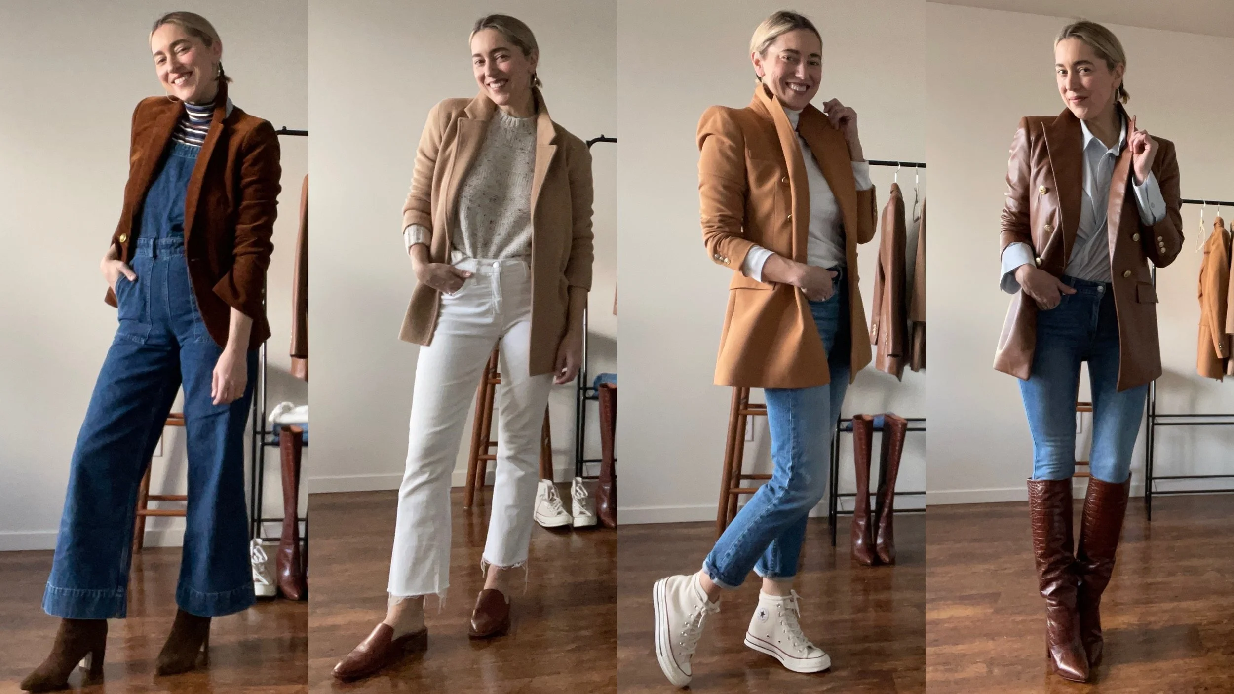 4 Different Camel Colored Blazers, 4 Different Ways