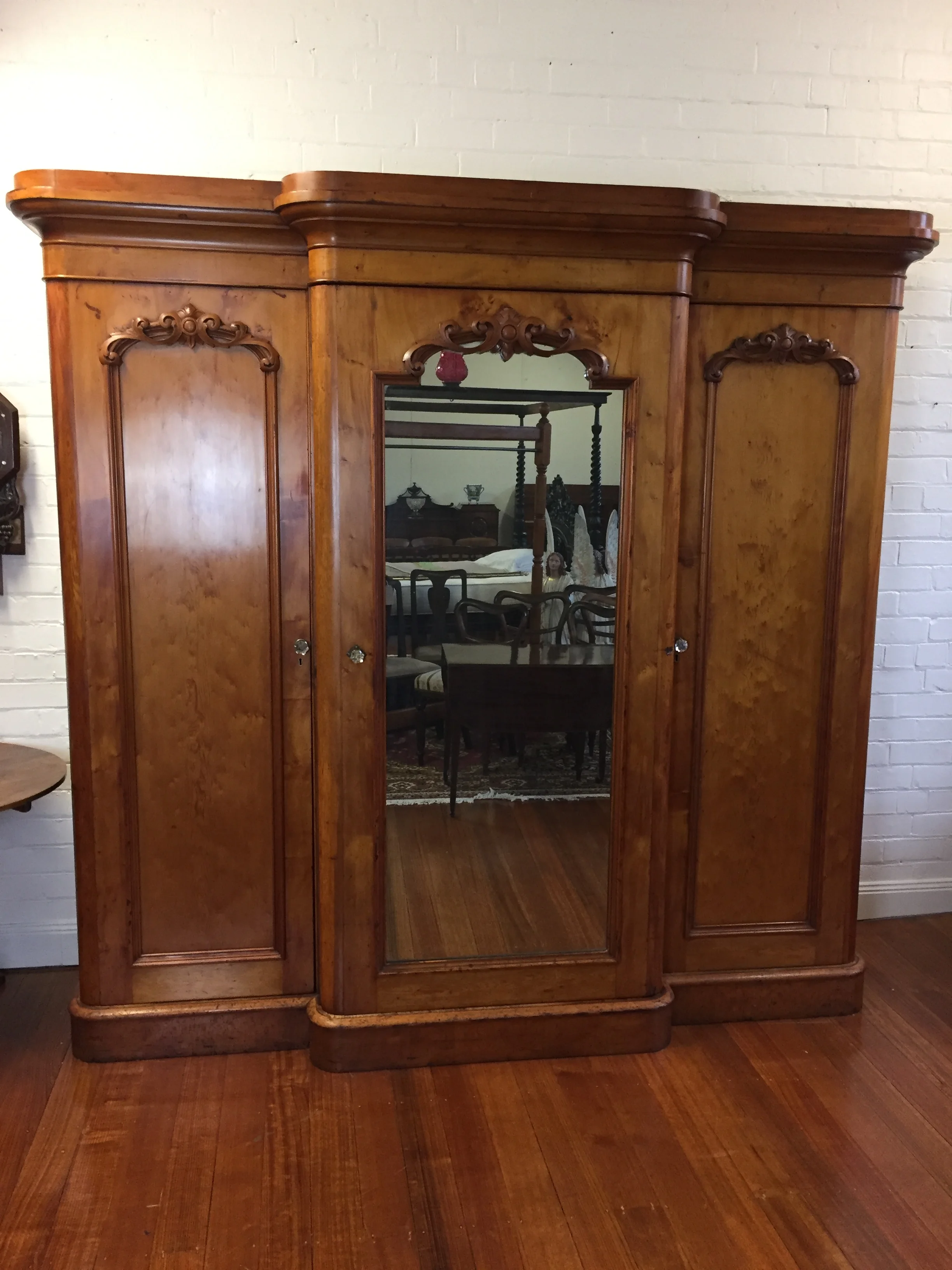 Large birds eye Huon pine wardrobe made by W.H.Rocke&co — BAIMBRIDGE