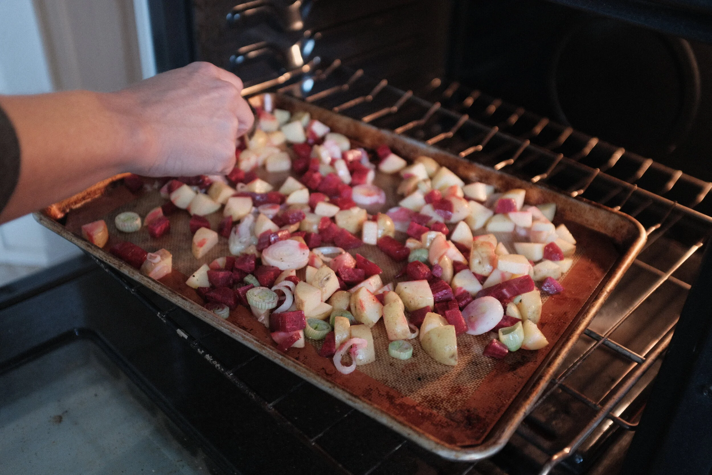 Sheet pan dinners are a staple in our house. They take little time to prepare because you just throw everything on a pan, add some seasoning, and you’re done!