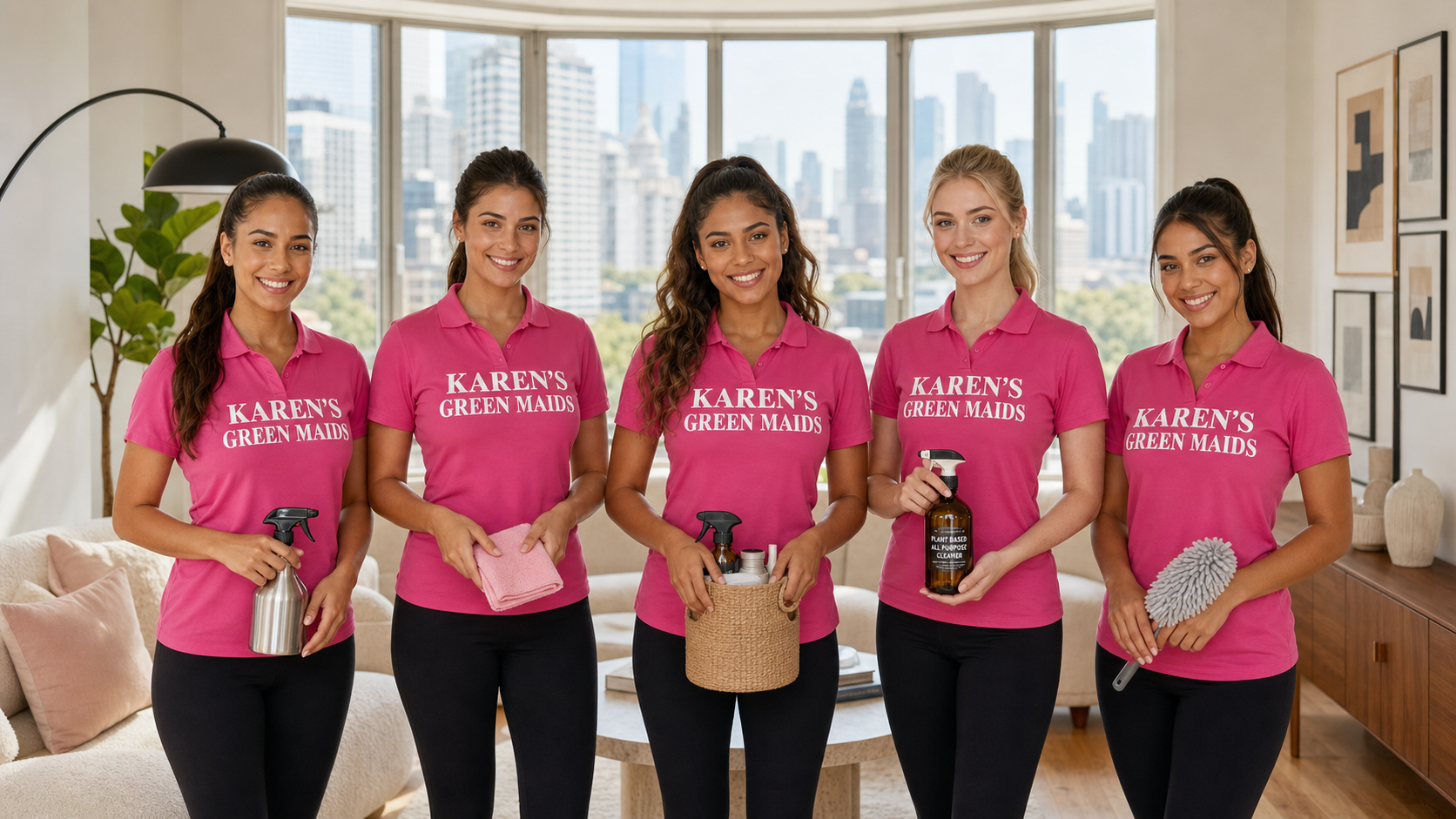 karens-green-maids-services-page-header-hero-team-lineup-chicago-skyline-pink-banner.png