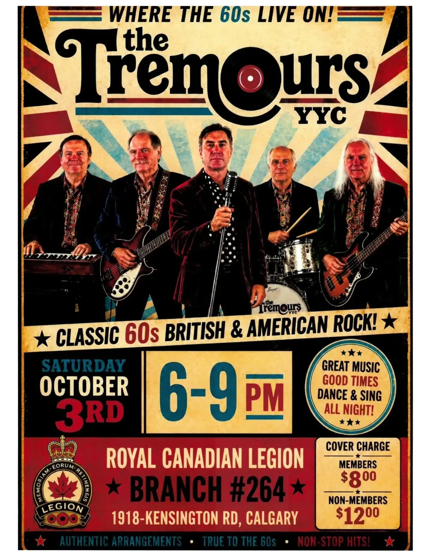 The 60s are coming back to Kensington! 🎸✌️

Join us Saturday, October 3, for The Tremours YYC playing classic British and American rock from the 1960s. Come ready to sing along, dance, and enjoy the hits live!

📅 Saturday, October 3, 2026
🕕 6&ndas