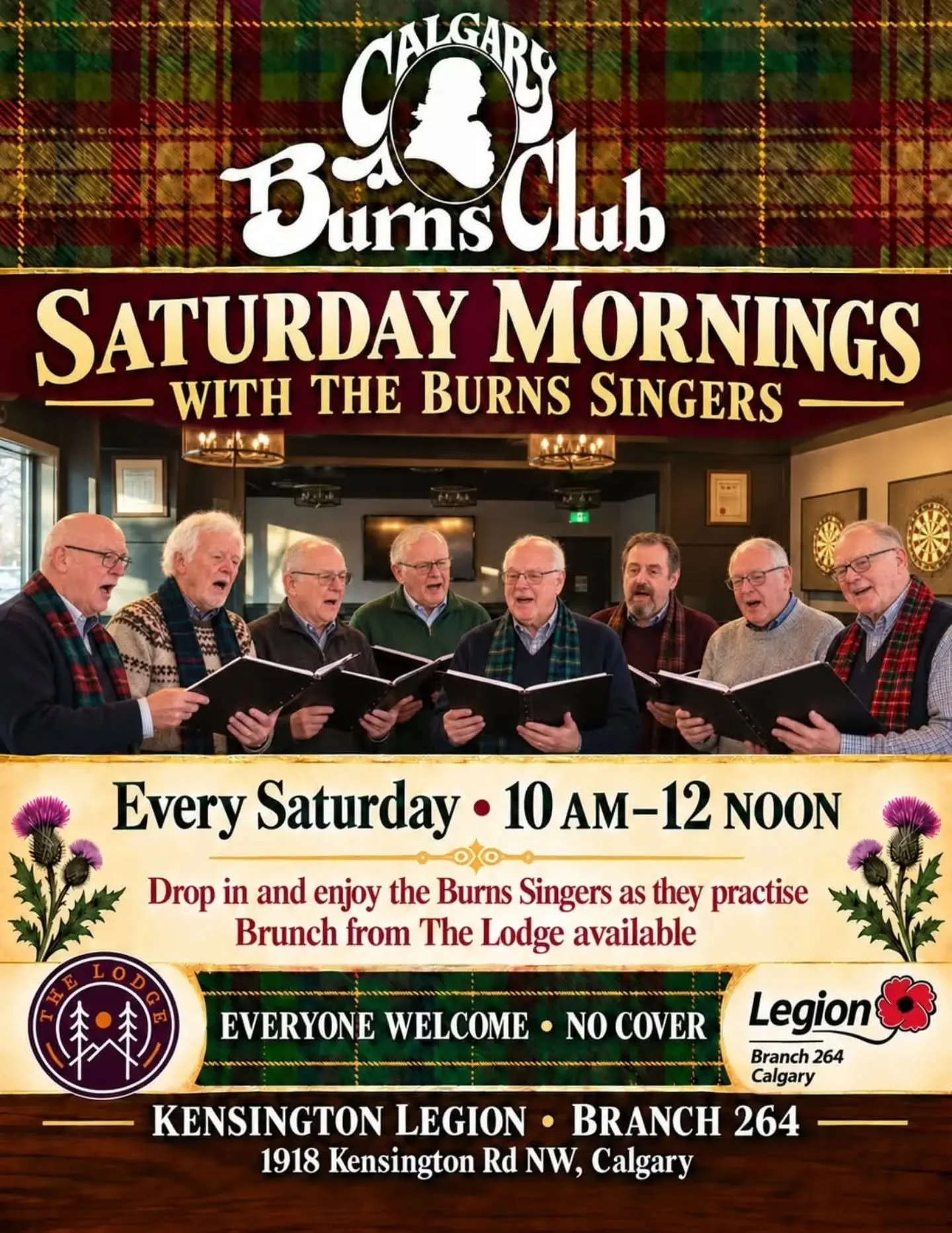 Start your Saturday with song and good company! 🎶☕

Drop into the Kensington Legion and enjoy the Burns Singers men&rsquo;s choir as they practise. Brunch from @thelodge1918 is also available, so bring a friend and make a morning of it!

🗓️ Every S