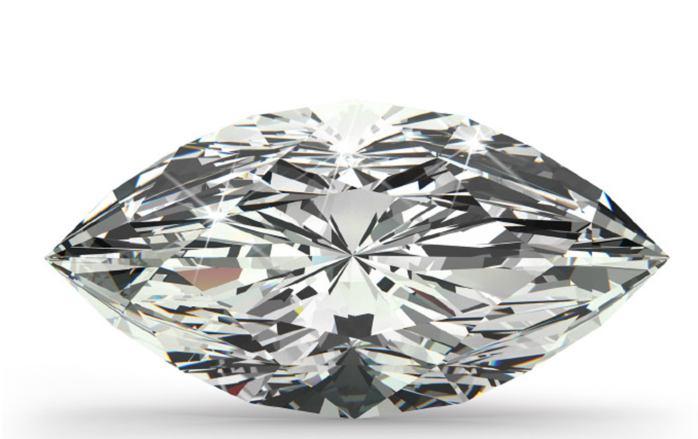 Marquise Cut Named after a mistress of King Louis XV, whose mouth it was thought to resemble, this shape creates an illusion that the diamond is larger in size. It is important to watch for symmetry in marquise-shaped diamonds, even the slightest difference can make the diamond appear uneven and unbalanced. Length-to-width ratio is important if you want to really maximise carat weight.