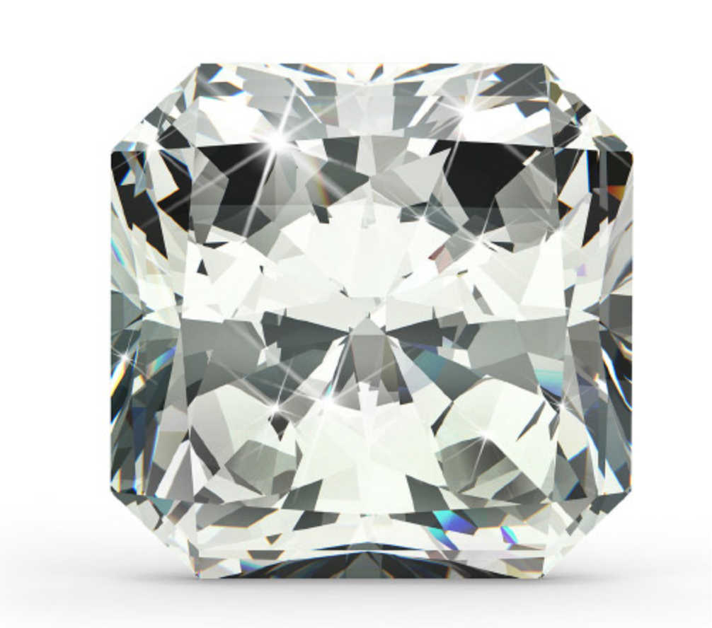 Radiant Cut The radiant cut diamond is the first square cut (the second being the princess) to have a complete brilliant-cut facet pattern applied to both the crown and pavilion, creating a vibrant and lively square diamond. The cropped corner square shape of the radiant is a nice bridge between a cushion and a princess cut.