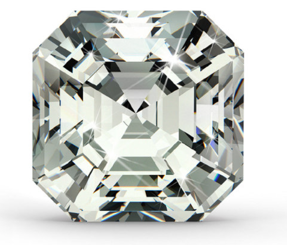 Asscher Cut The Asscher cut diamond is almost identical to the emerald-cut, except that it is square. We look for parallel sides and even corners when selecting this shape, along with a higher clarity as the inclusions are more visible, as they are in the emerald and baguette cut diamonds. When choosing a colour grade, it is best to consider that colour may be slightly more visible in its corners than it would be in a brilliant cut stone. 