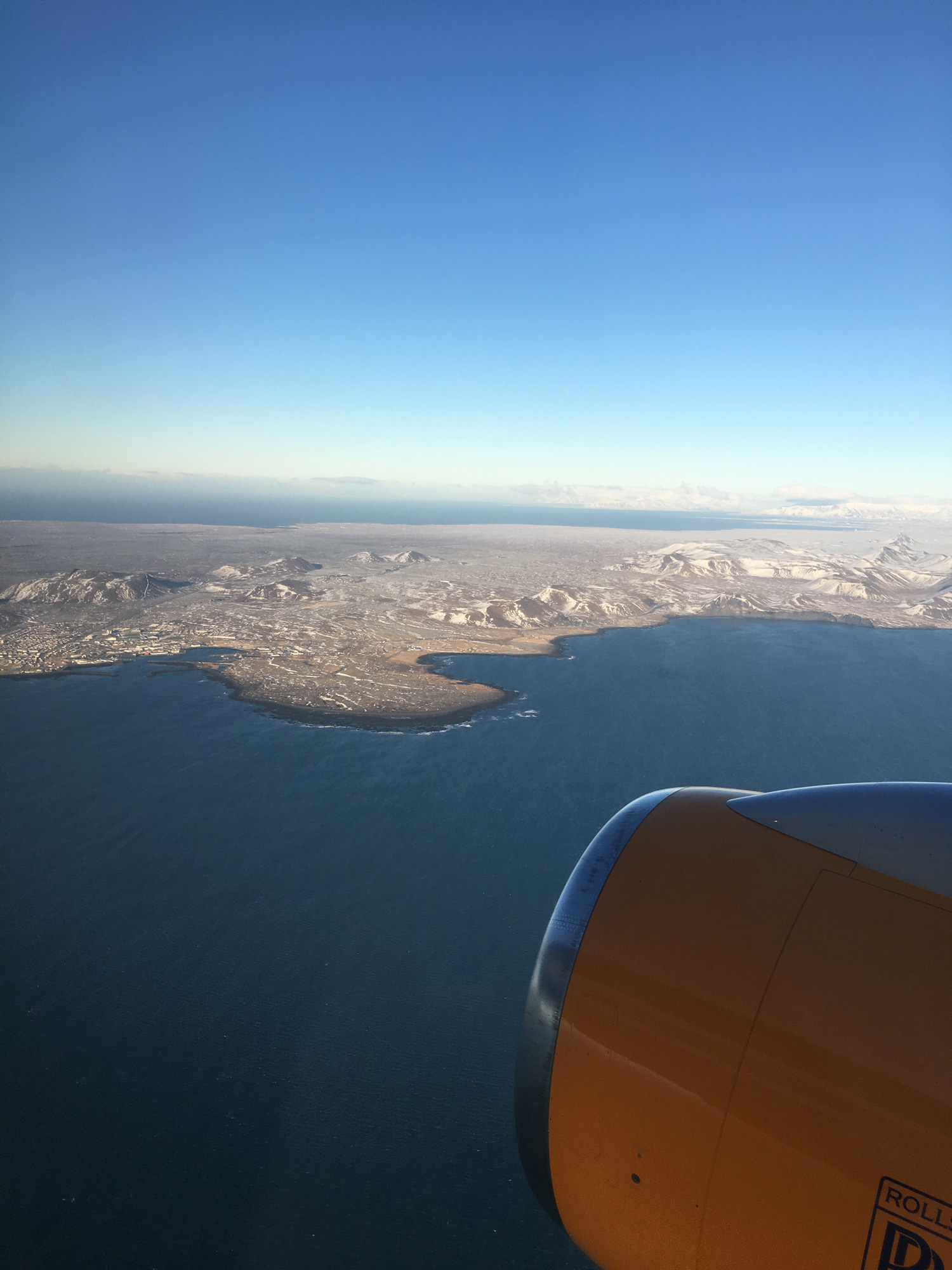 Flying into Iceland along the western coastline