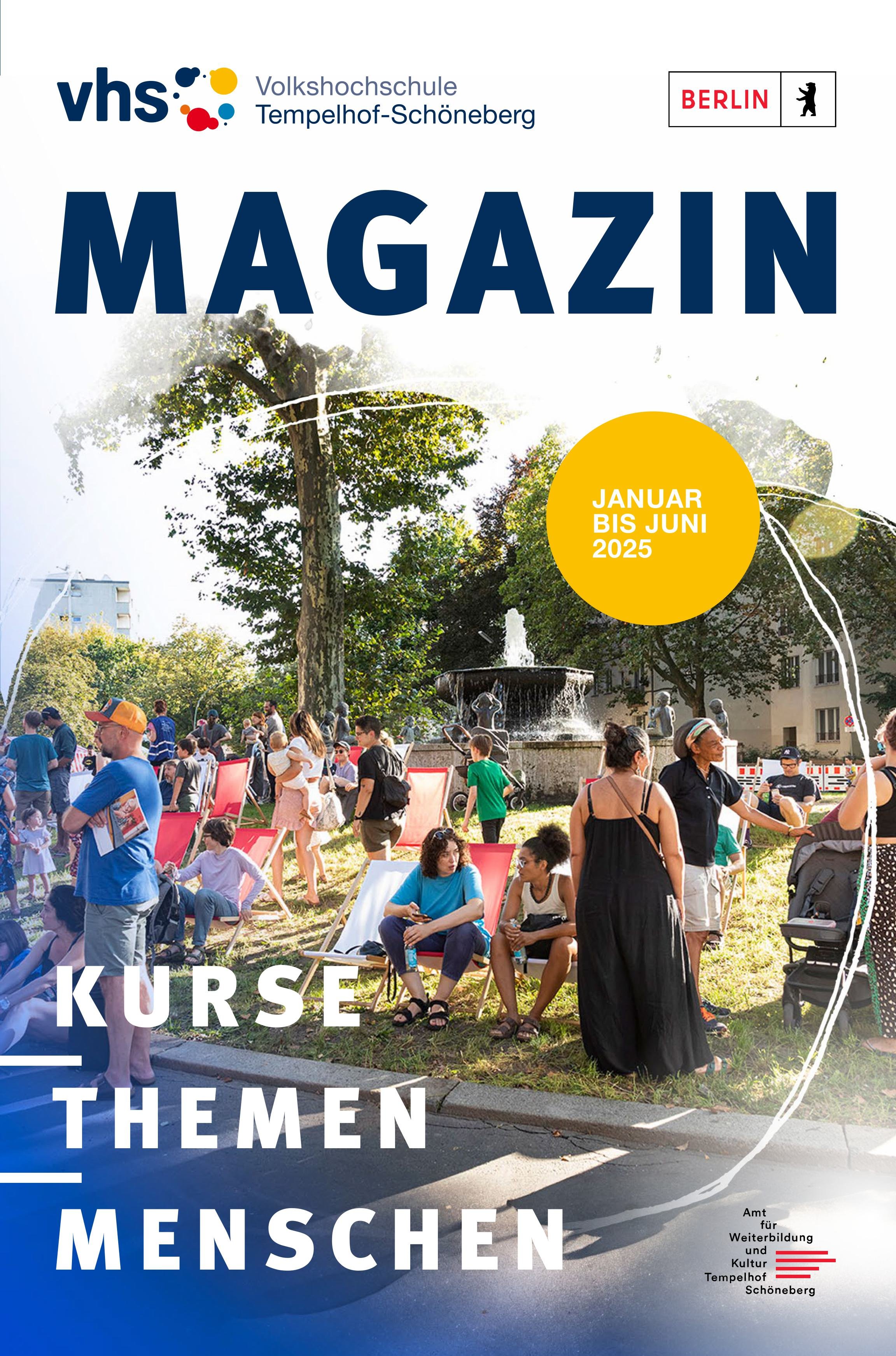 Programmheft der Volkshochschule Tempelhof-Schöneberg | Kunde: zweiband.media, Berlin | Lektorat, Textbeiträge, Korrektorat, halbjährlich | seit 2023