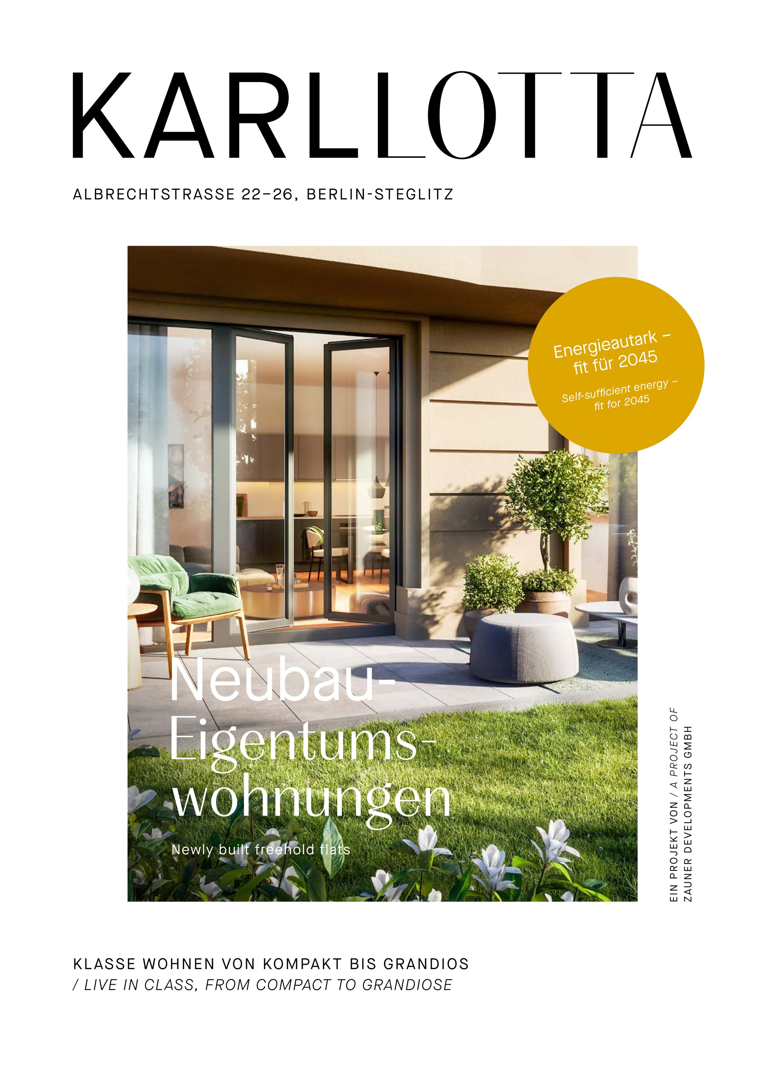 Projektbuch für das Immobilienprojekt KARLLOTTA, Berlin-Steglitz | Kunde: JONASGOLD Kommunikation und Design, Berlin | Text und Schlussredaktion | 2022