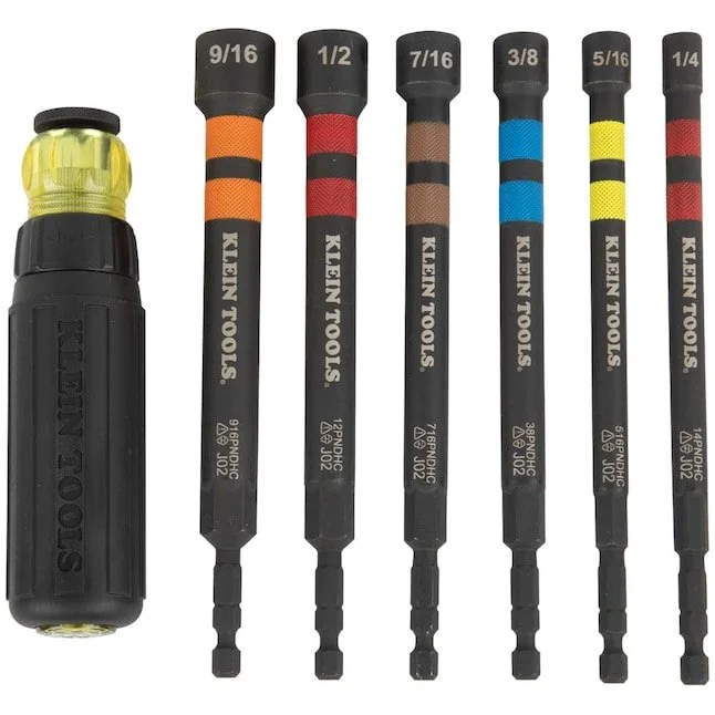 Klein Tools 6 piece hollow magnetic color coded ratcheting power nut driver set with six hex sizes on sale for $49.98, $17 off for one day only