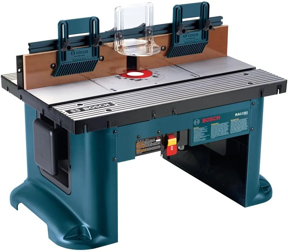 Bosch RA1181 benchtop router table with aluminum top, tall fence, and adjustable featherboards on sale for $200.69, $98 off