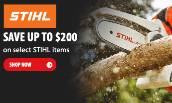 Stihl chainsaw and outdoor power equipment on sale at ACME Tool with up to $200 in savings.
