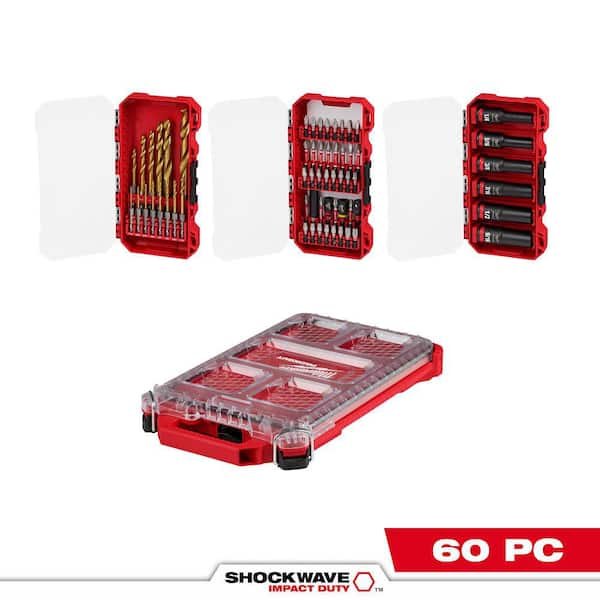 Milwaukee SHOCKWAVE Impact Duty 60 Piece Screw Driver Bit Set with PACKOUT Case