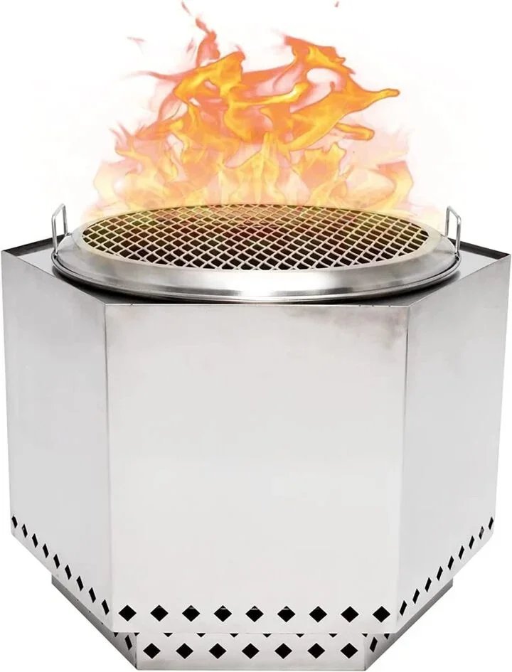 Dragonfire 23.5 inch stainless steel smokeless fire pit bundle with spark screen and cover deal at $119.99
